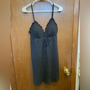 black mini dress w/ chest padding (not removable) and frilled neckline